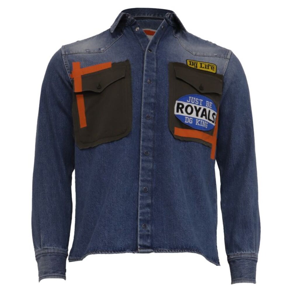 Dolce & Gabbana DG Army Collection Patch Denim Shirt in Blue Cotton